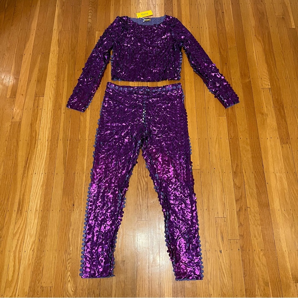Metallic Purple Lazer-Cut 2-Piece Set (3X 2X) – Festival/Rave Outfit